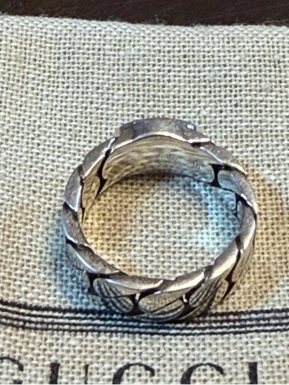 New Authentic Gucci GG Green Logo Ring Size IT 10 / US 5.25 - Picture 10 of 13